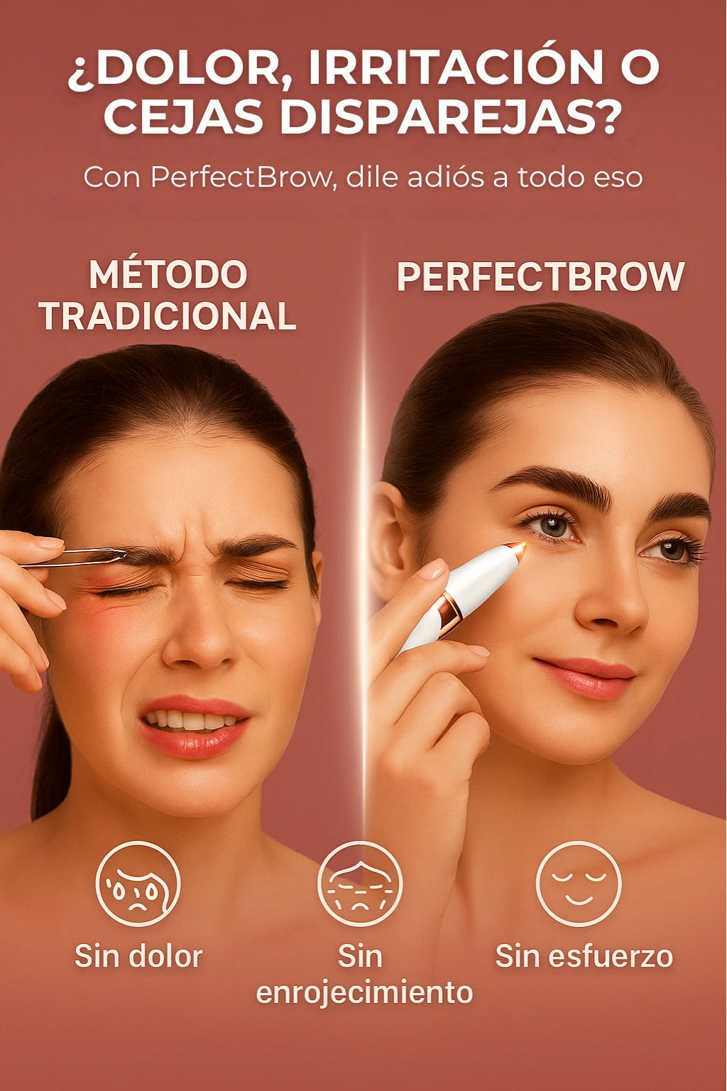 Resultado antes y después con PerfectBrow