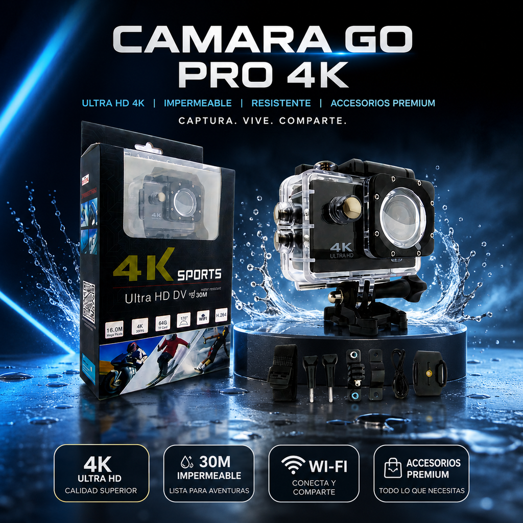 🔥 LIQUIDACIÓN DE STOCK: - CÁMARA DE ACCIÓN 4K + FUNDA ULTRARRESISTENTE DE REGALO - [PROMOCIÓN DE CUMPLEAÑOS]