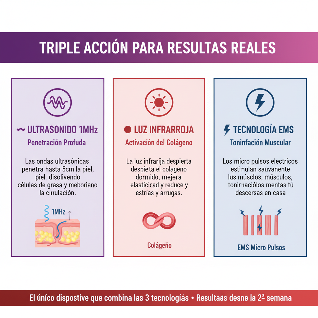 Masajeador Anticelulitis 3 en 1 | Ultrasonido, Infrarrojo y EMS